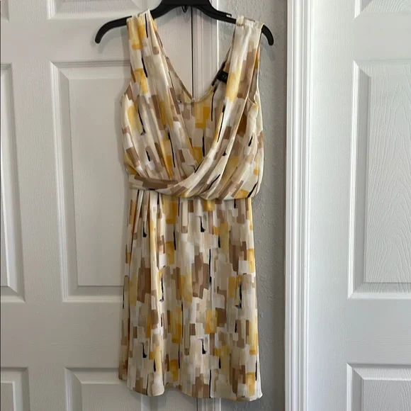 slim fit dress slacks Detachable Chain Trim Strap Cowl Neck Dress, Gold/Olive/Ivory